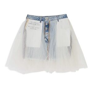 UNRAVEL PROJECT Blue Wash Tulle Denim skirt